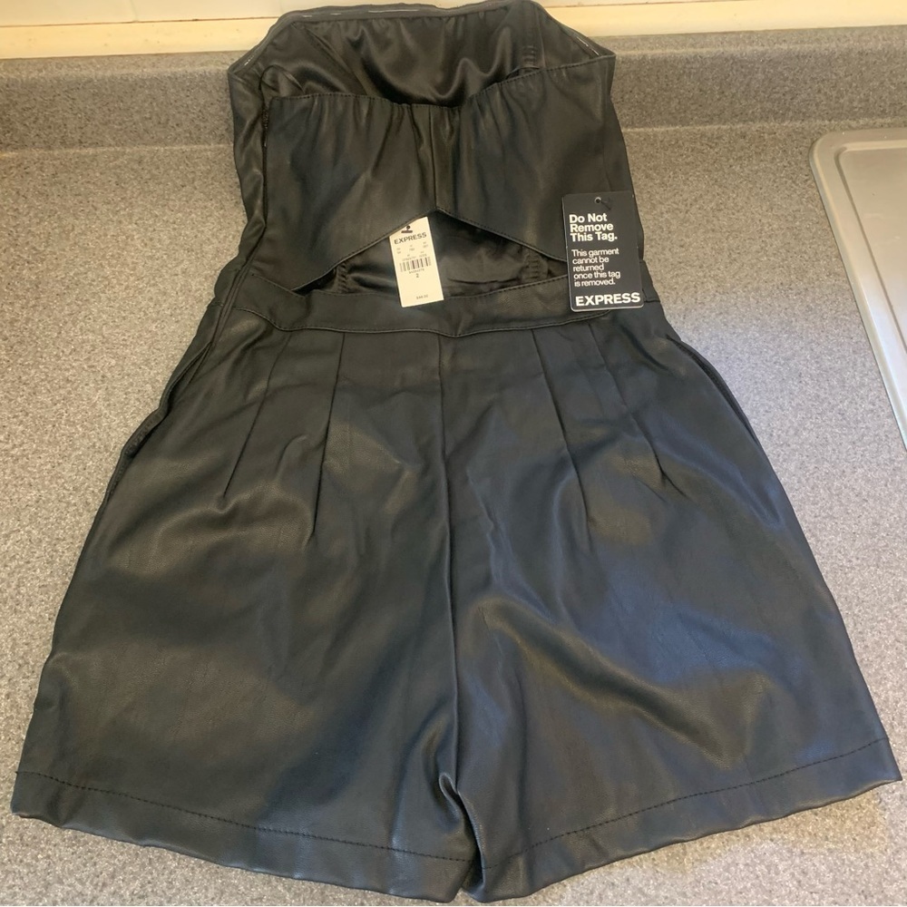 New With Tags Express vegan leather strapless romper Size 2 Festival Party Club - Picture 6 of 6